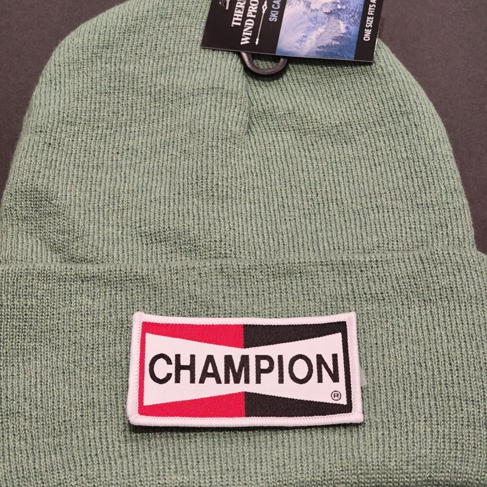 Champion Patched Knit Cuffed Beanie in Mint Green